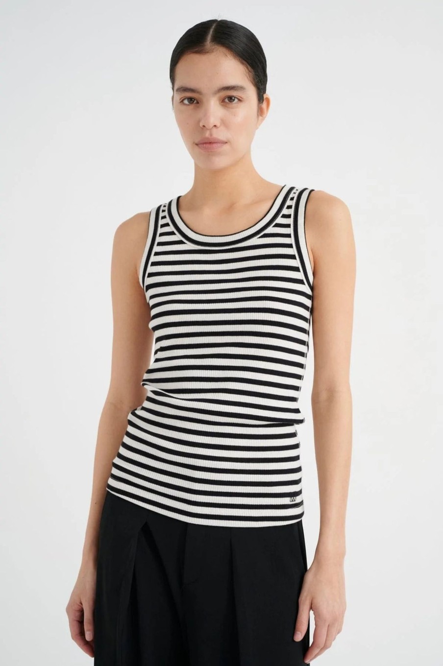 Klaer Inwear | Dagnaiw Striped Tank - Black / Whisper White