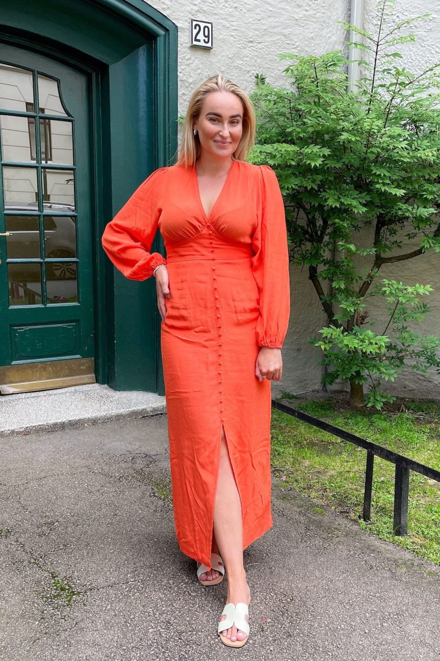 Klaer Second Female | Emanuelle Slim Dress Tigerlily Orange