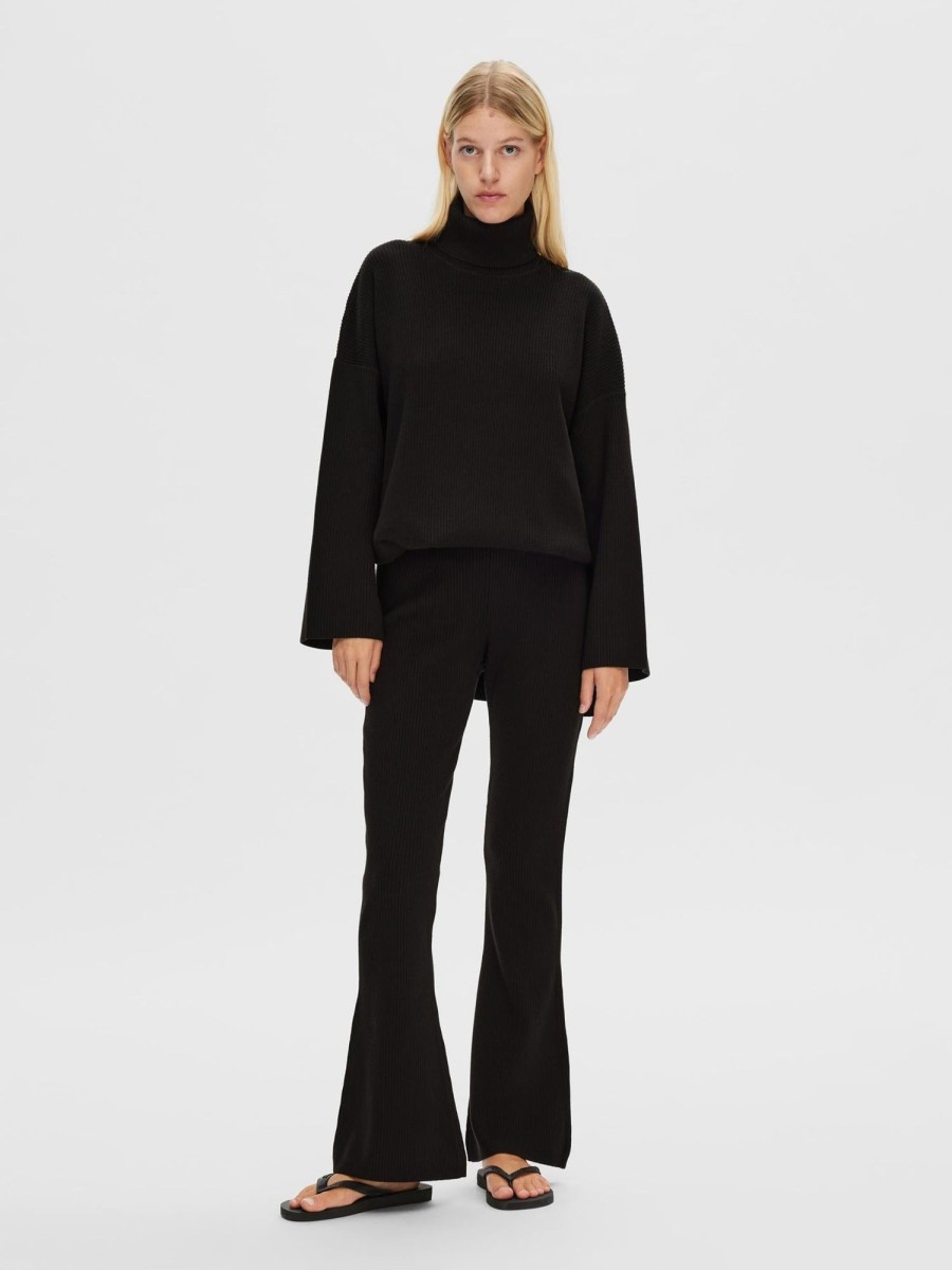 Klaer Selected Femme | Karo Flared Knit Pants Black