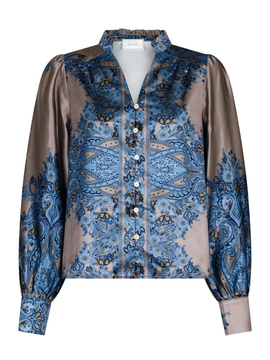 Klaer Neo Noir | Massima Paisley Border Blouse Blue