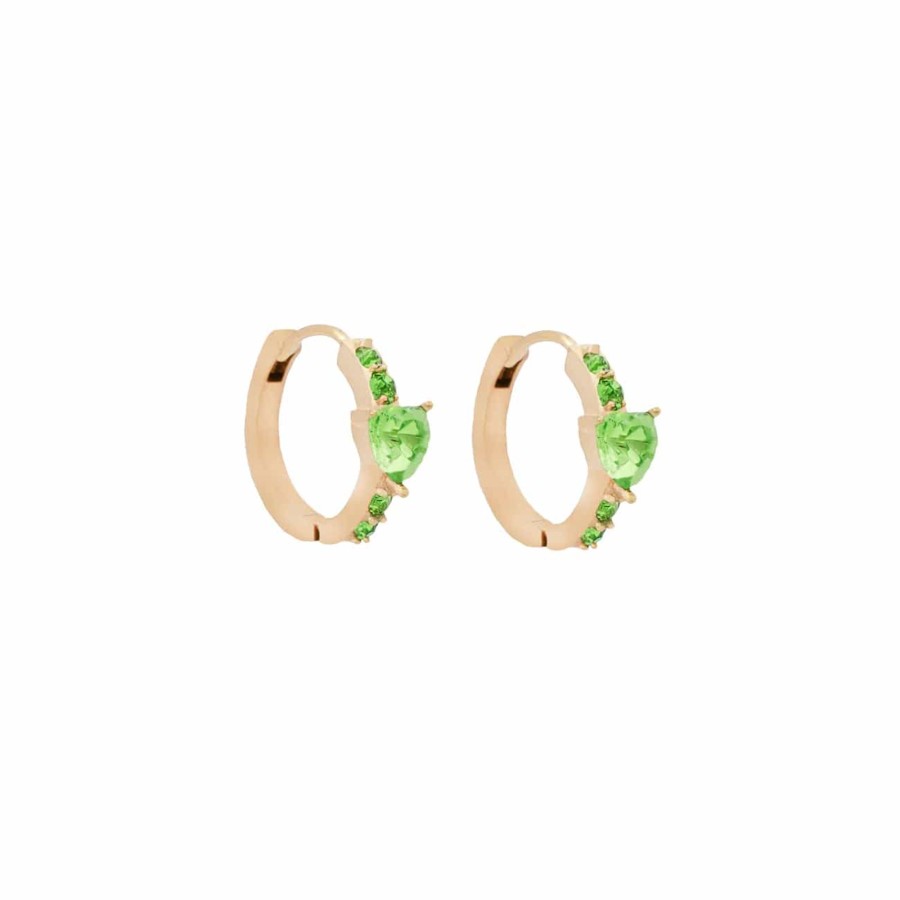 Tilbehor Camilla Øhrling | Heart Hoop Eariings, Green