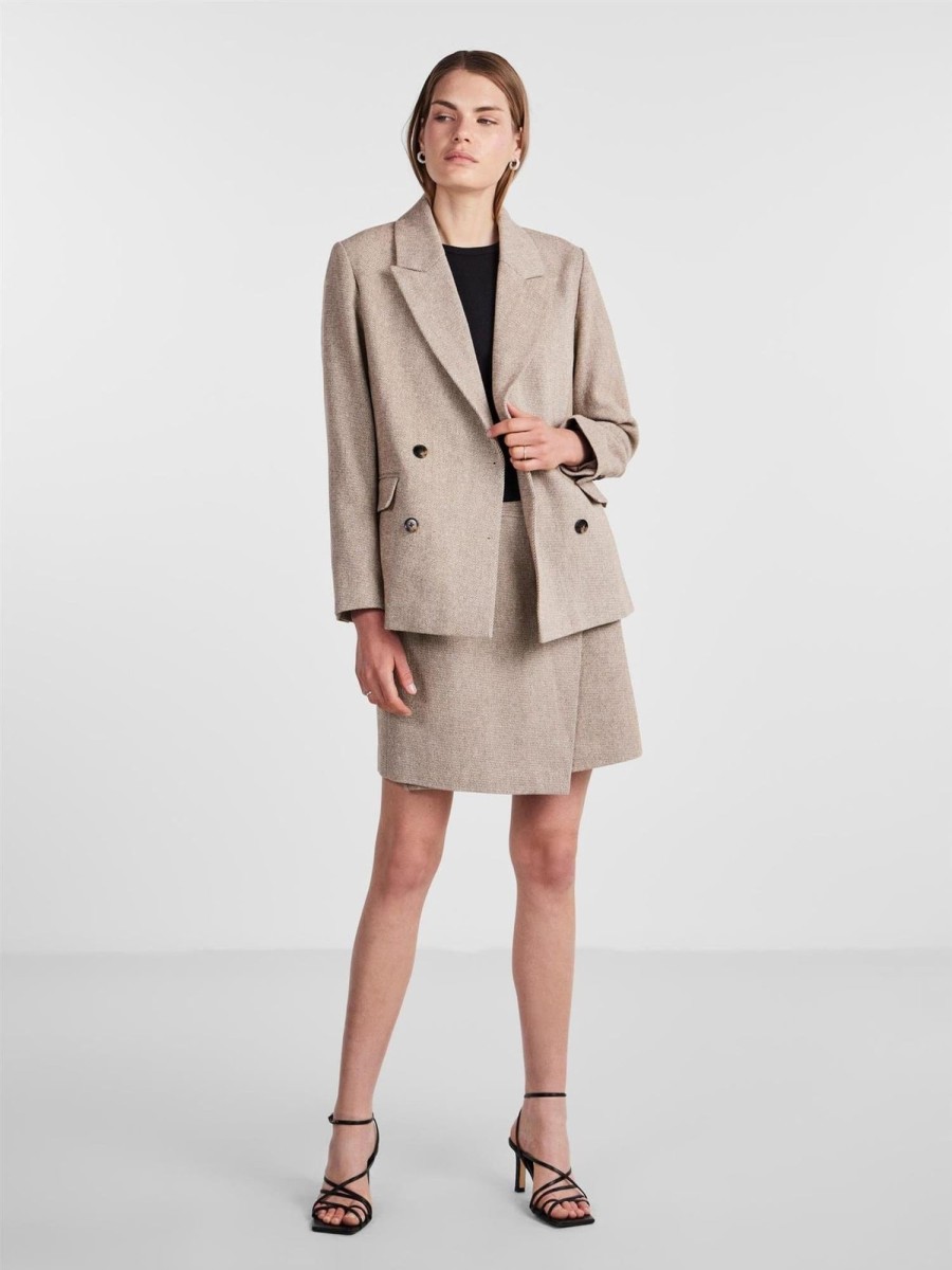 Klaer Y.A.S | Yassummer Ls Wool Mix Blazer Toasted Coconut Saddlebrown