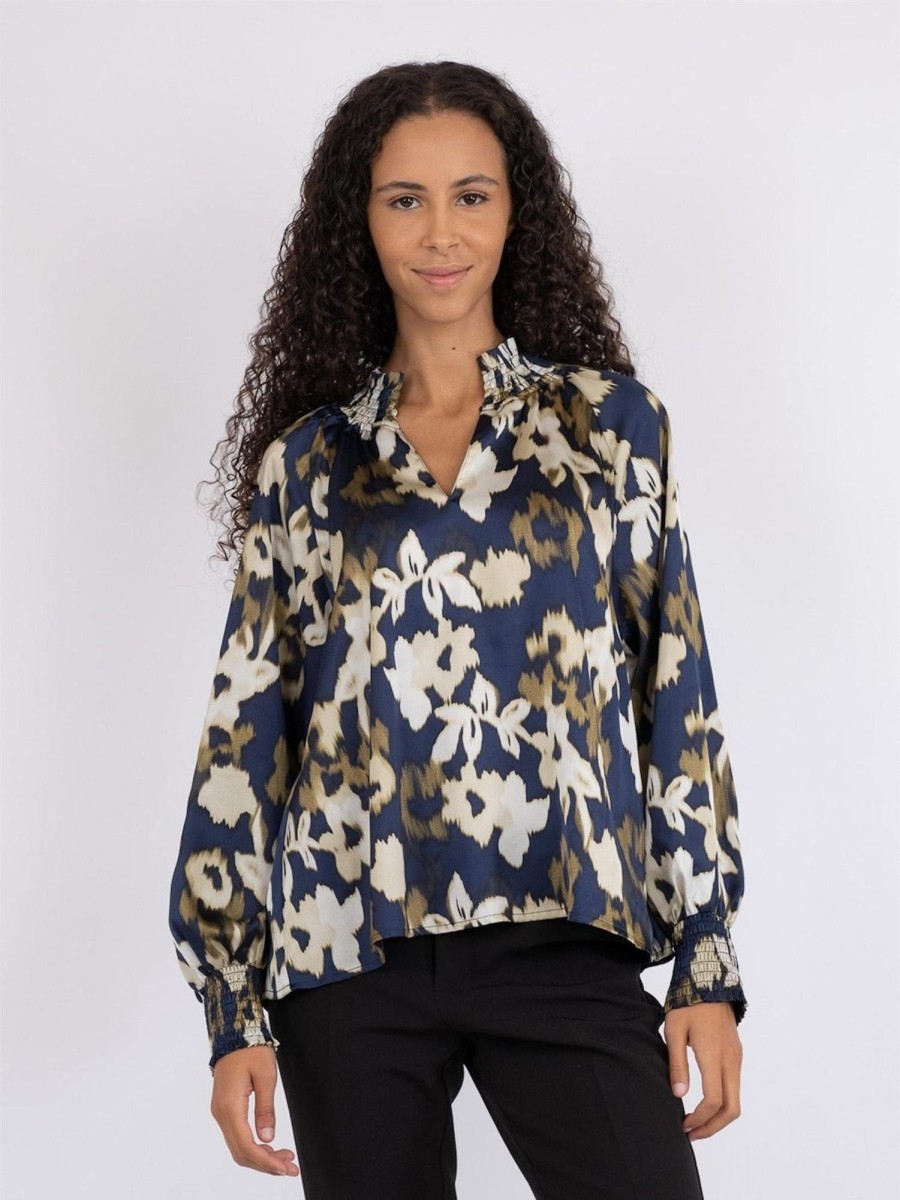 Klaer Neo Noir | Stone Faded Fall Blouse Dark Navy Blue