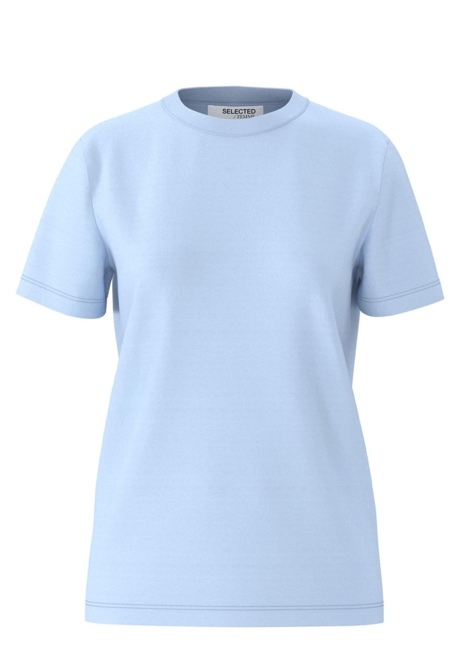 Klaer Selected Femme | Myessential Ss O-Neck Tee Cashmere Blue