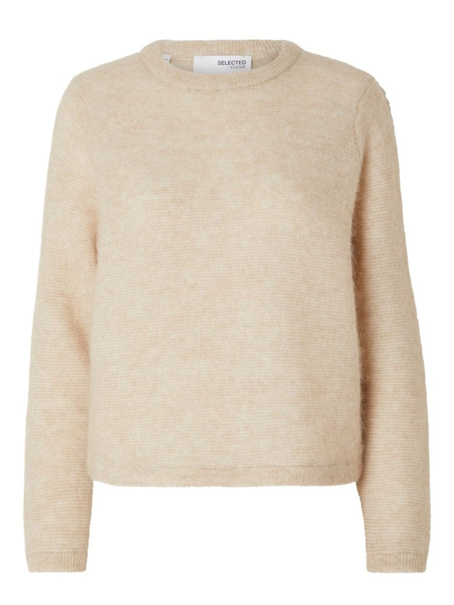 Klaer Selected Femme | Live Ls Knit O-Neck Birch Beige