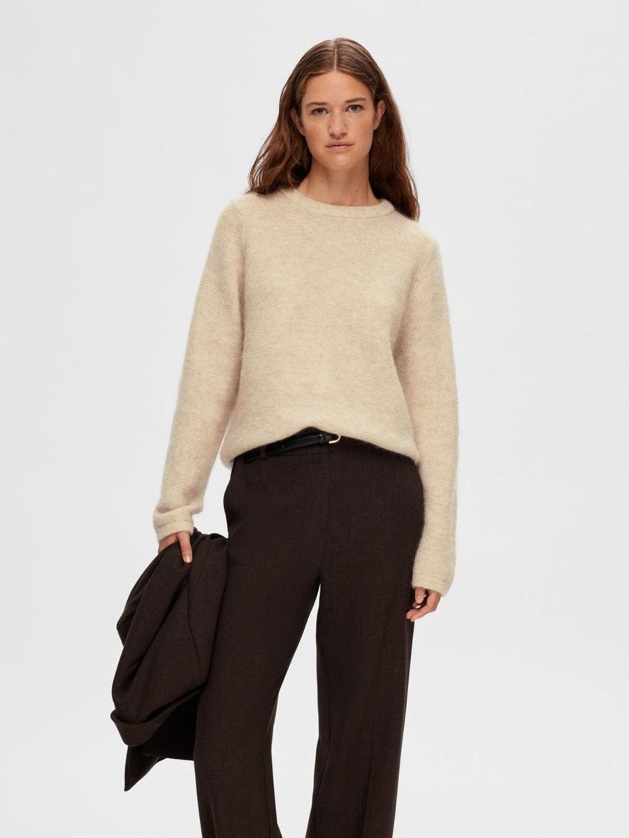 Klaer Selected Femme | Live Ls Knit O-Neck Birch Beige