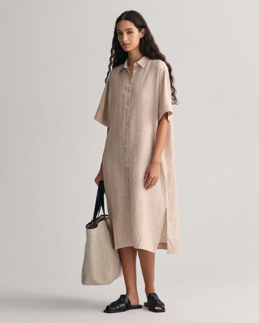 Klaer GANT | Relaxed Ss Linen Shirt Dress Horn Beige