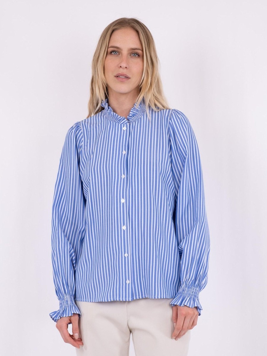 Klaer Neo Noir | Brianna Stripe Blouse Blue