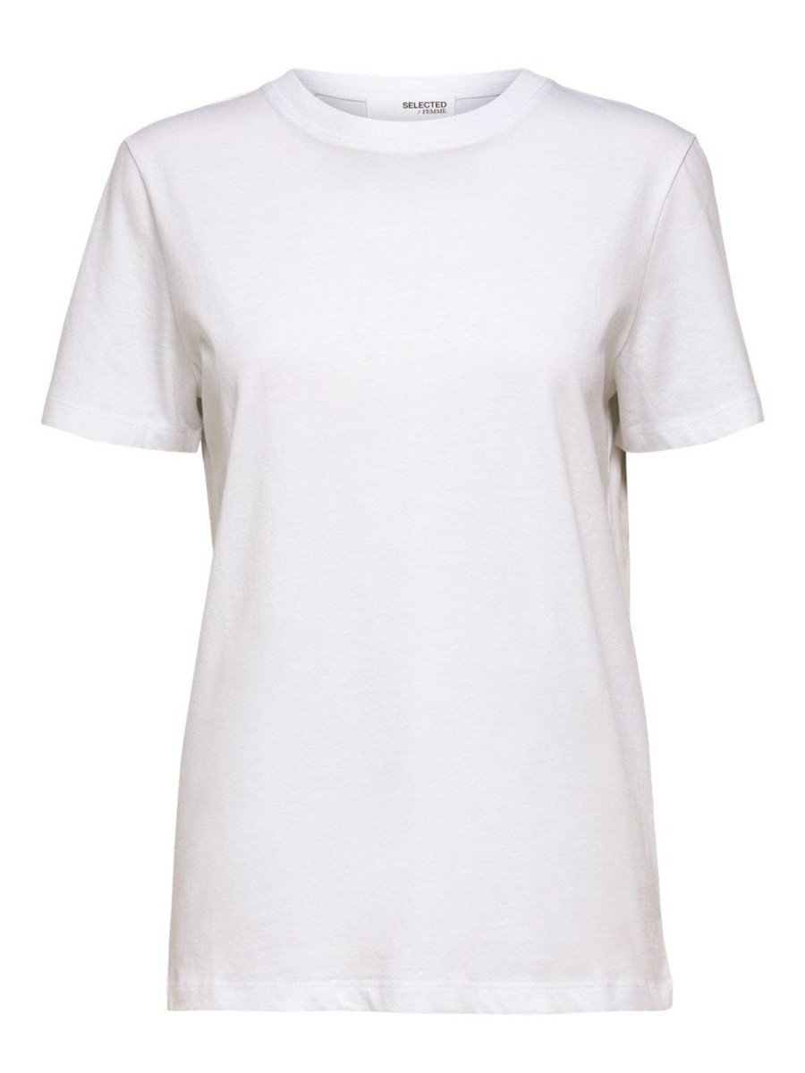 Klaer Selected Femme | Myessential Ss O-Neck Tee Bright White