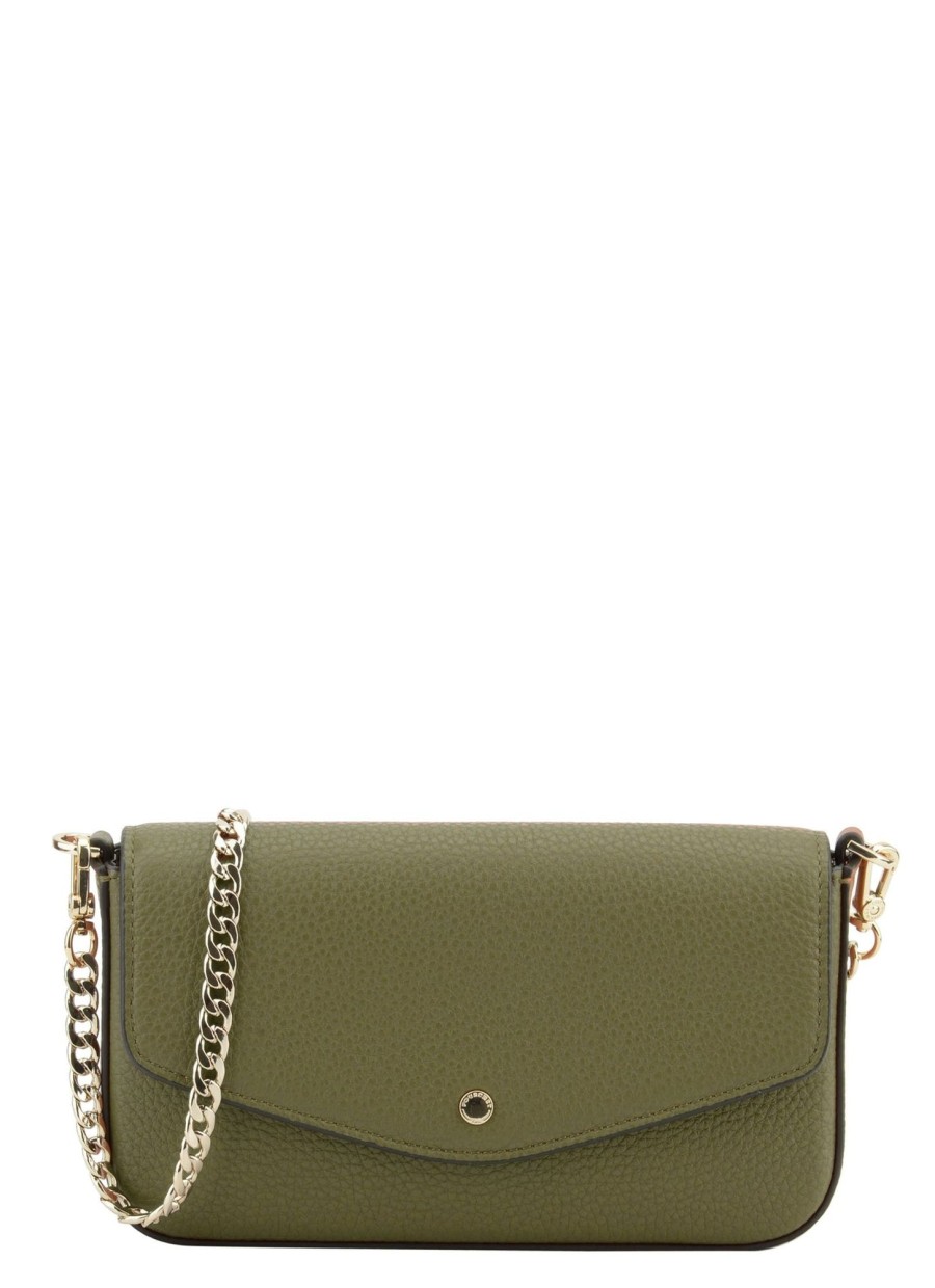 Tilbehor Pourchet | Cowhide Leather Clutch Bag Khaki Green