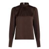 Klaer Neo Noir | Toria Heavy Sateen Blouse Dark Brown Saddlebrown