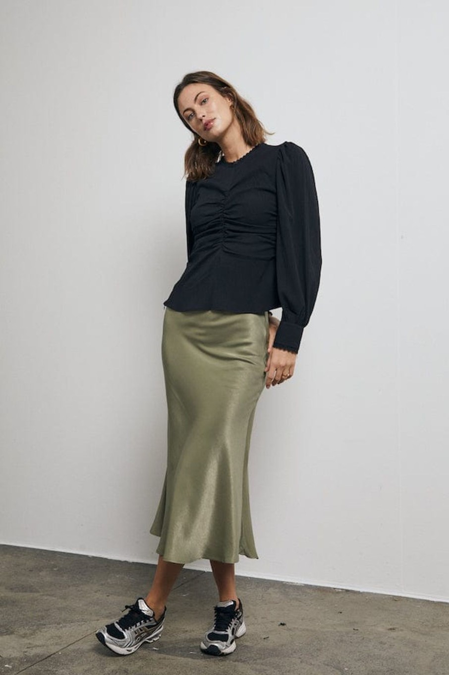 Klaer A-VIEW | Carry Sateen Skirt Dusty Green