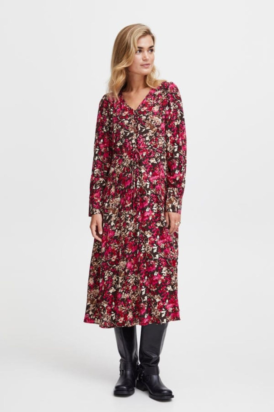 Klaer Fransa | Kiki Dress 2 Very Berry Aop Pink