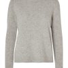 Klaer Selected Femme | Manila Ls Knit Cashmere O-Neck Light Grey Melange Gray