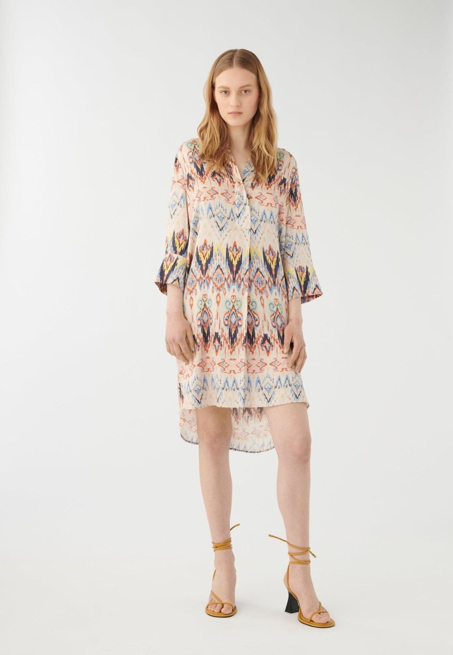 Klaer Dea Kudibal | Kamille Shirt Dress Ikat Salsa Beige