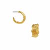 Tilbehor Orelia | Hammered Leaf Hoop Pale Gold Yellow