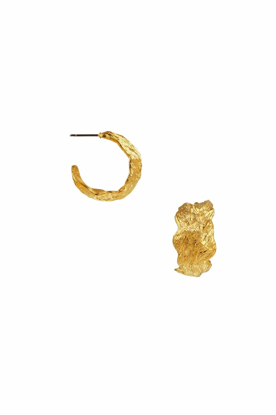 Tilbehor Orelia | Hammered Leaf Hoop Pale Gold Yellow