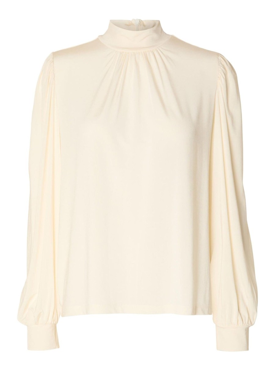 Klaer Selected Femme | Saya Ls High Neck Top Snow White