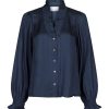 Klaer Neo Noir | Brielle Satin Blouse Midnight Blue