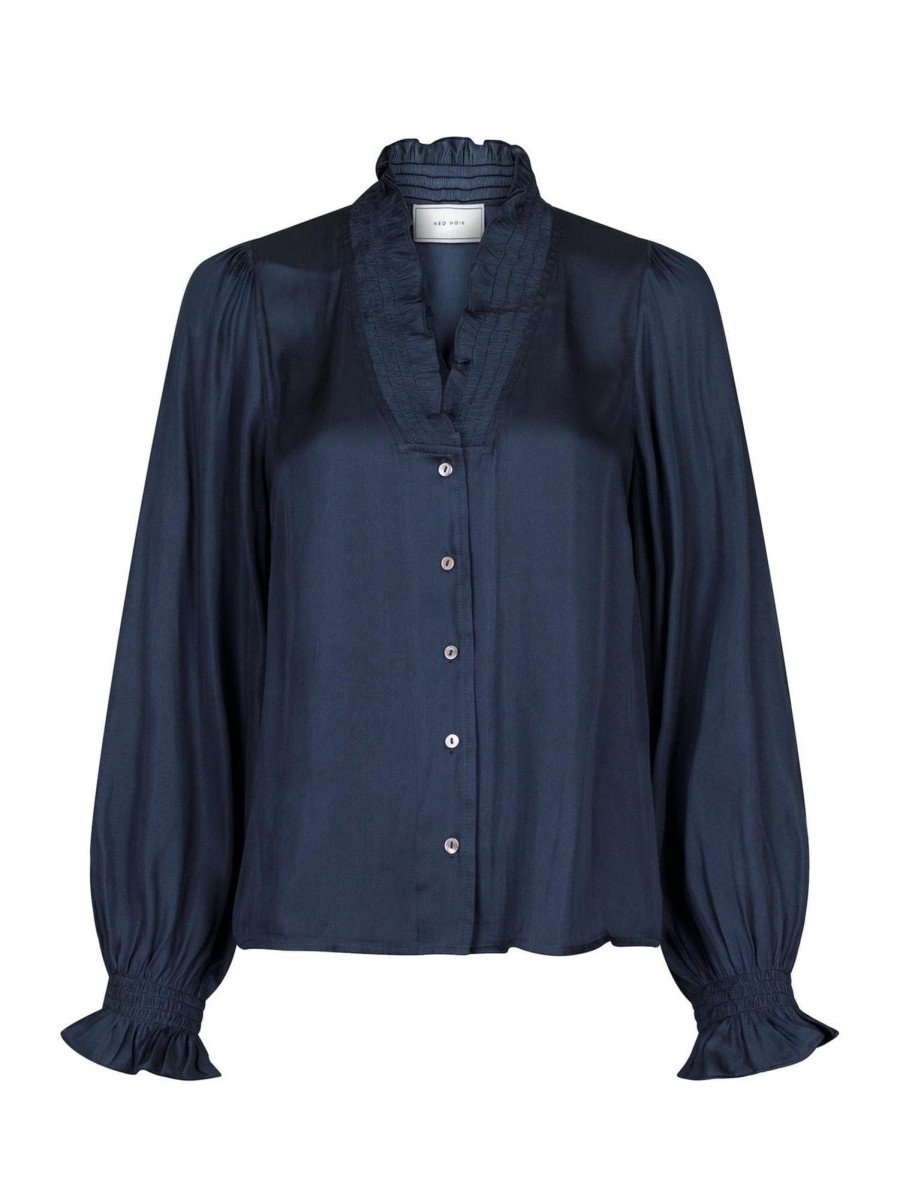 Klaer Neo Noir | Brielle Satin Blouse Midnight Blue