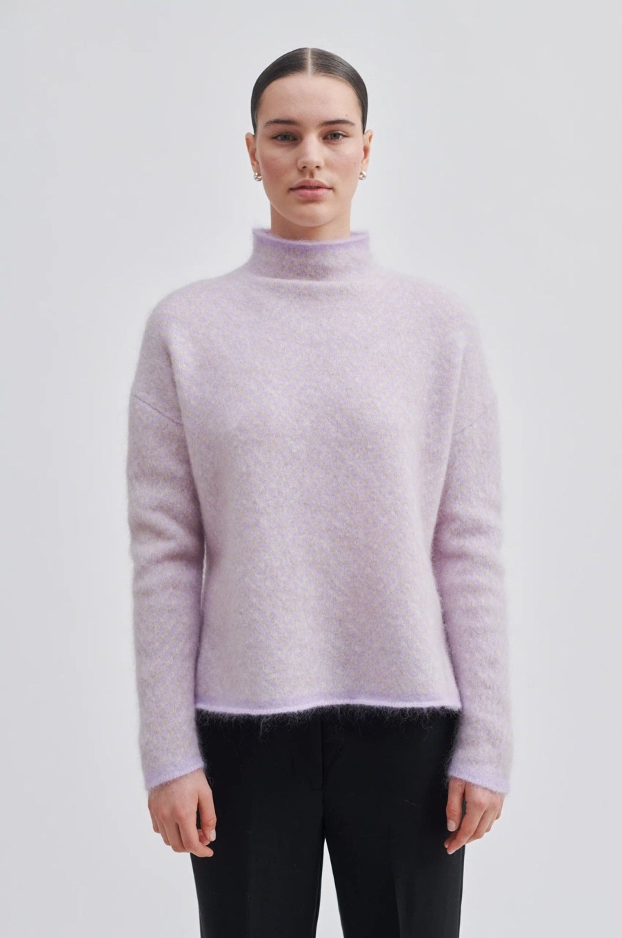 Klaer Second Female | Herrin Knit New T-Neck Pastel Lilac Violet