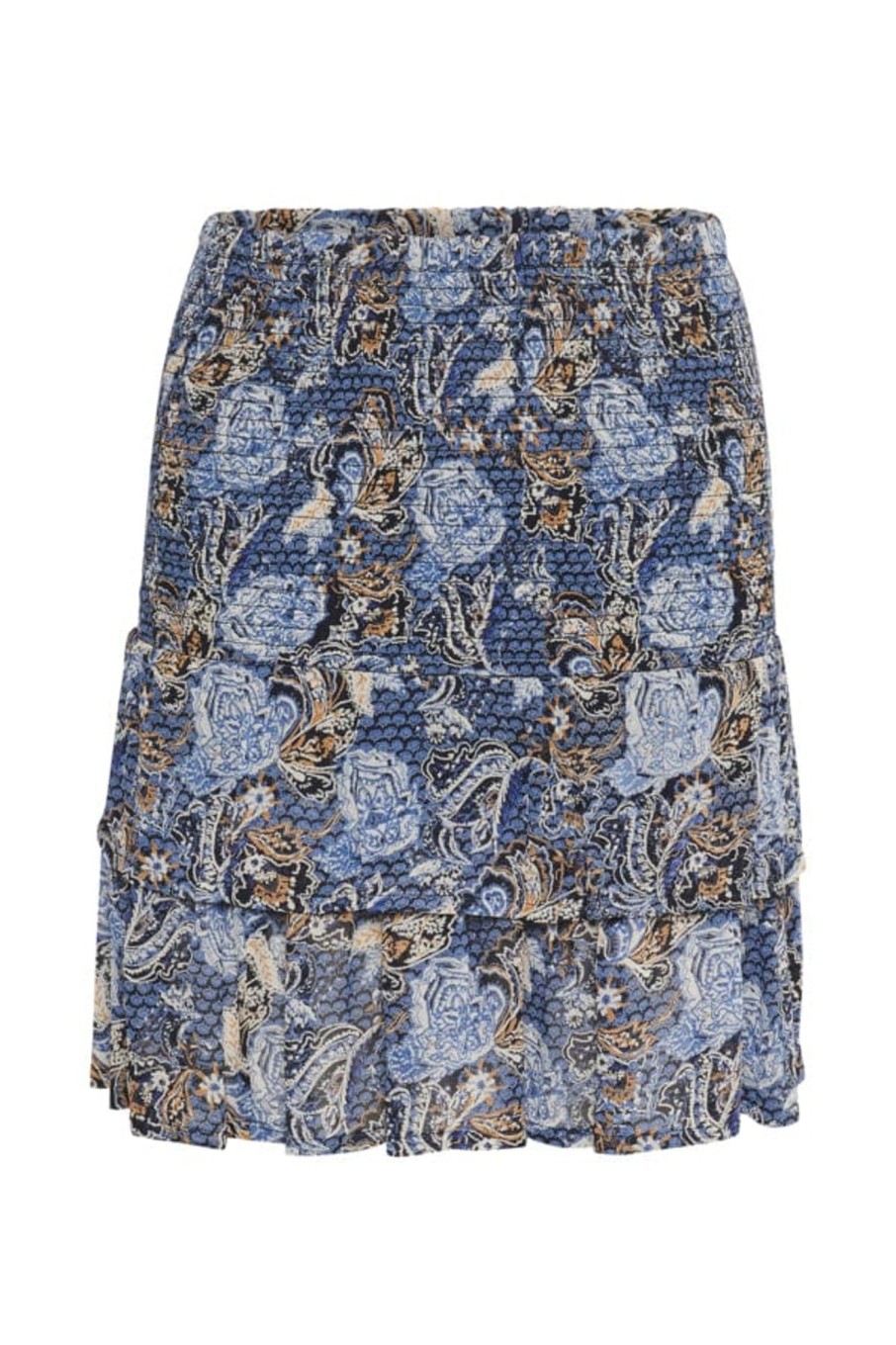 Klaer Part Two | Heipw Skirt Dark Navy Ornament Print Blue