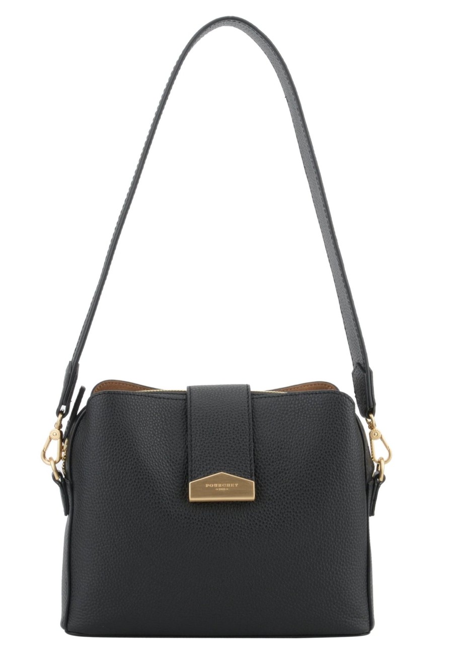 Tilbehor Pourchet | Cowhide Leather Shoulder Bag Black