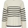 Klaer Y.A.S | Yasalma Ls Knit Pullover Ca Birch W. Stripe Black