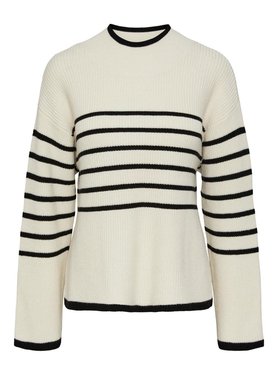 Klaer Y.A.S | Yasalma Ls Knit Pullover Ca Birch W. Stripe Black