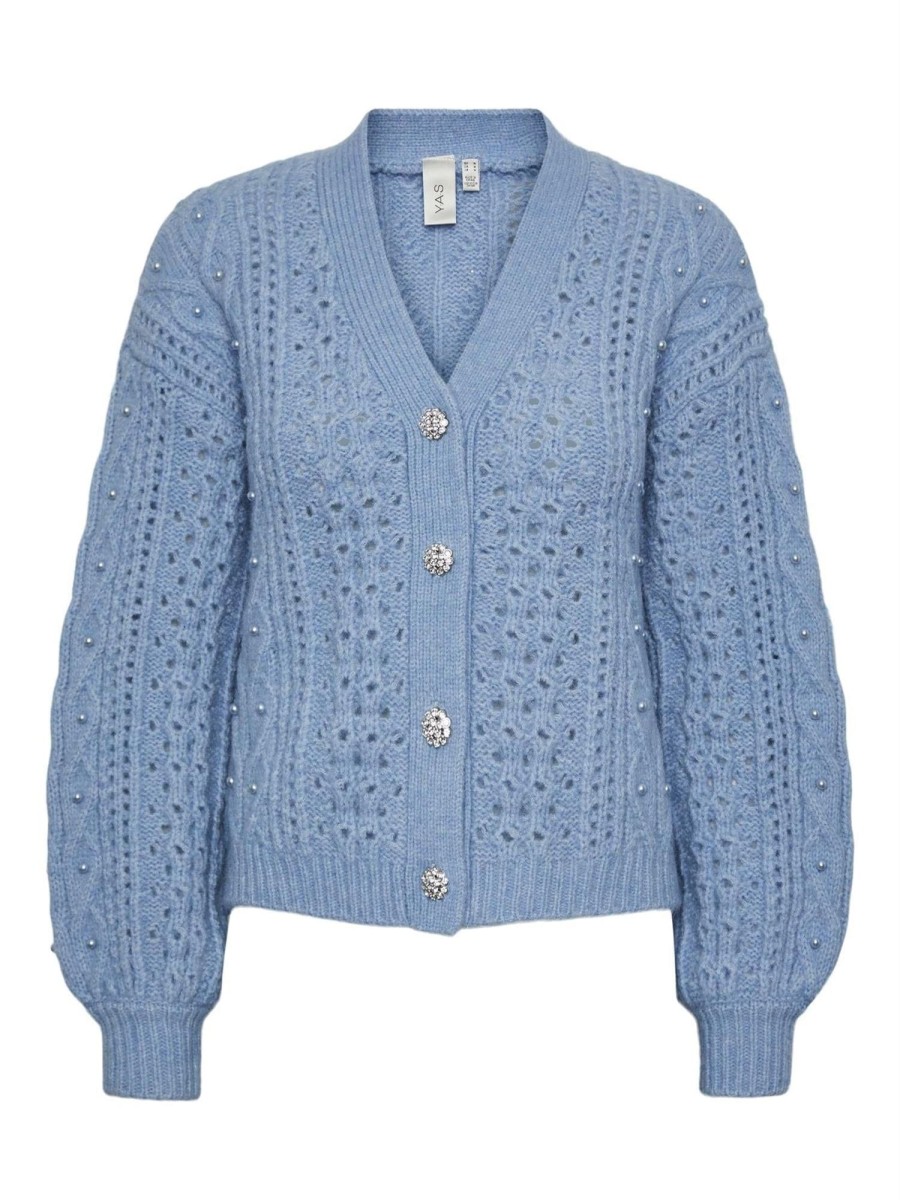 Klaer Y.A.S | Yasbunella Ls Pearl Knit Cardigan S. Brunnera Blue