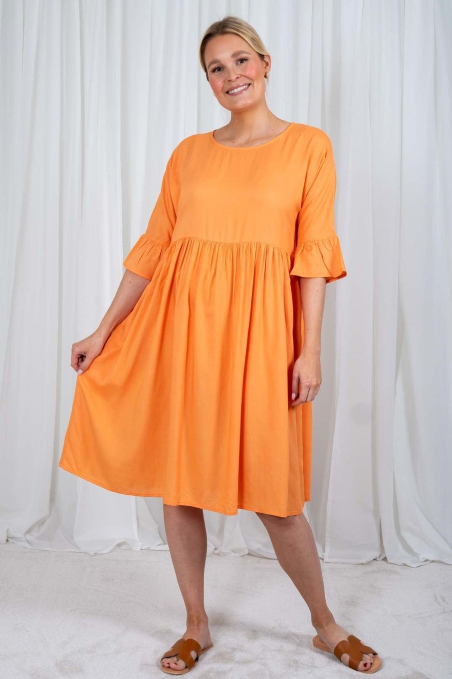 Klaer Nectar Clothing | Farah Dress Orange