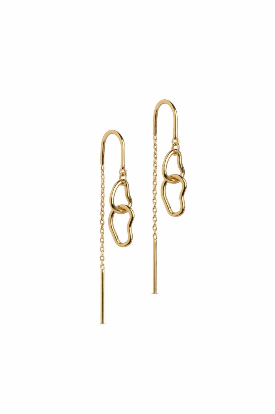 Tilbehor ENAMEL Copenhagen | Organic Double Circle Earrings Gold Yellow