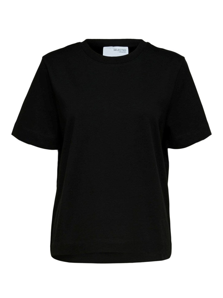 Klaer Selected Femme | Essential Ss Boxy Tee Black