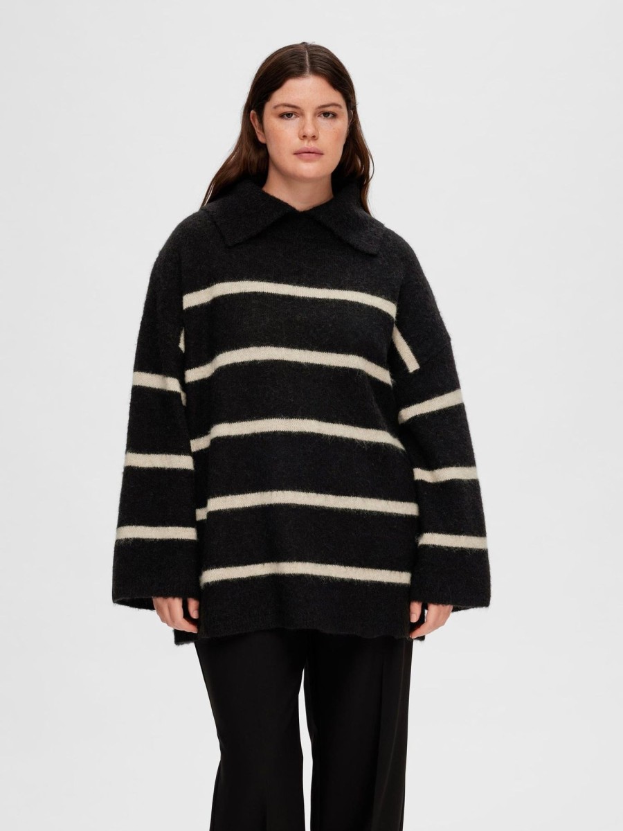 Klaer Selected Femme | Alva Ls Collar Knit Birch Black