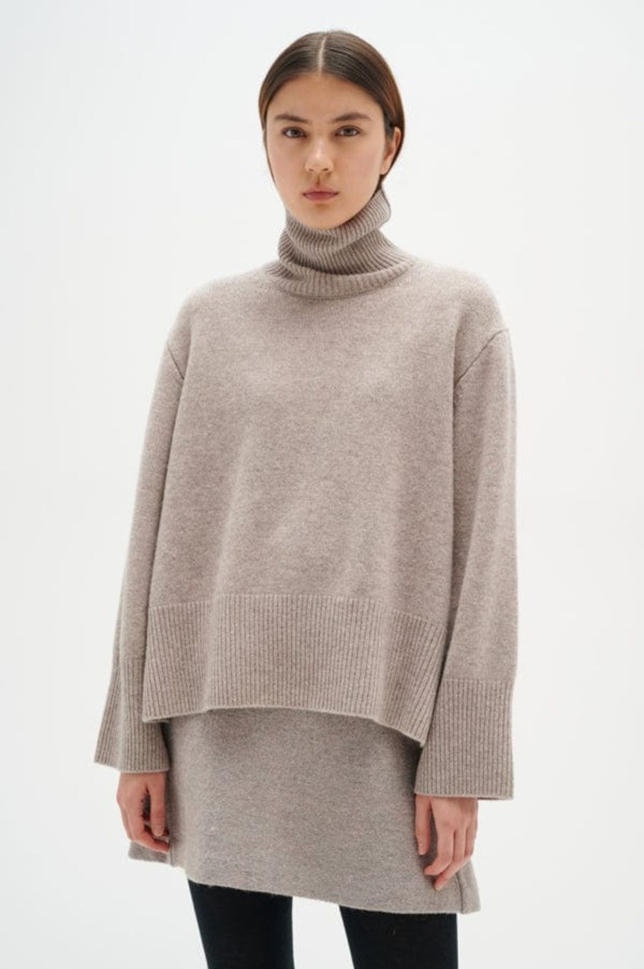 Klaer Inwear | Jaxyiw Turtleneck Mocha Grey Melange Saddlebrown