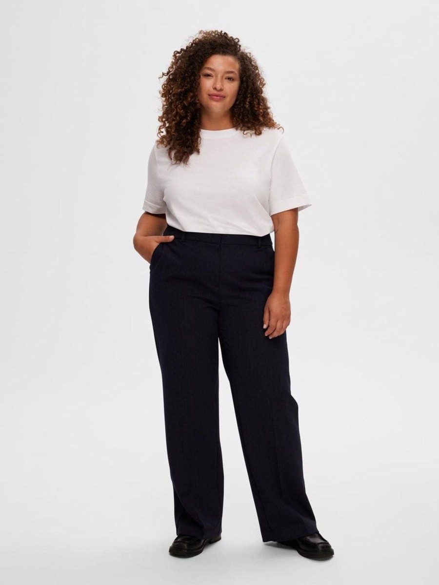 Klaer Selected Femme | Rita Mw Wide Pant Dark Sapphire Melange Blue