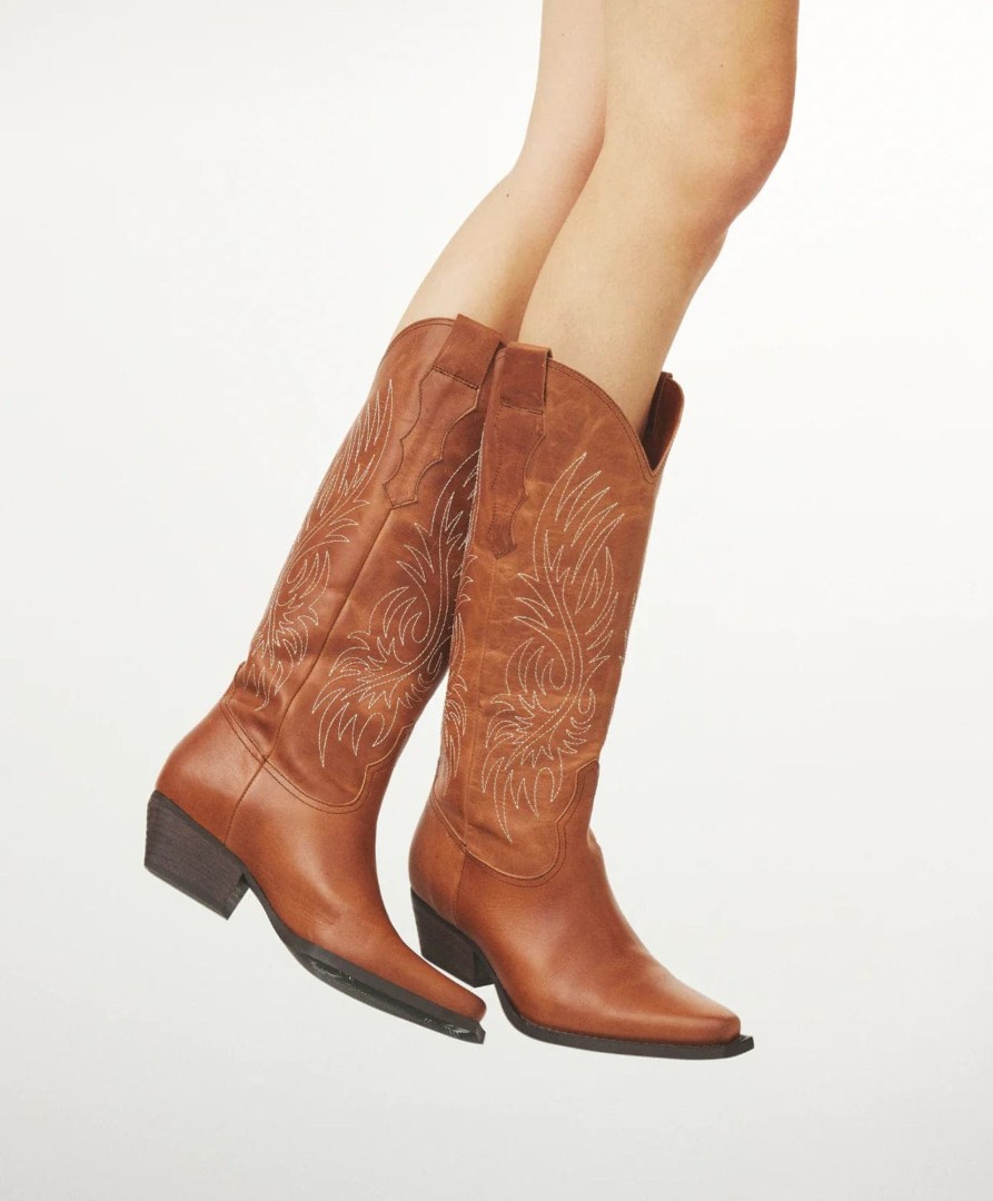 Sko Phenumb Copenhagen | Frankie Western Boots Cognac Saddlebrown