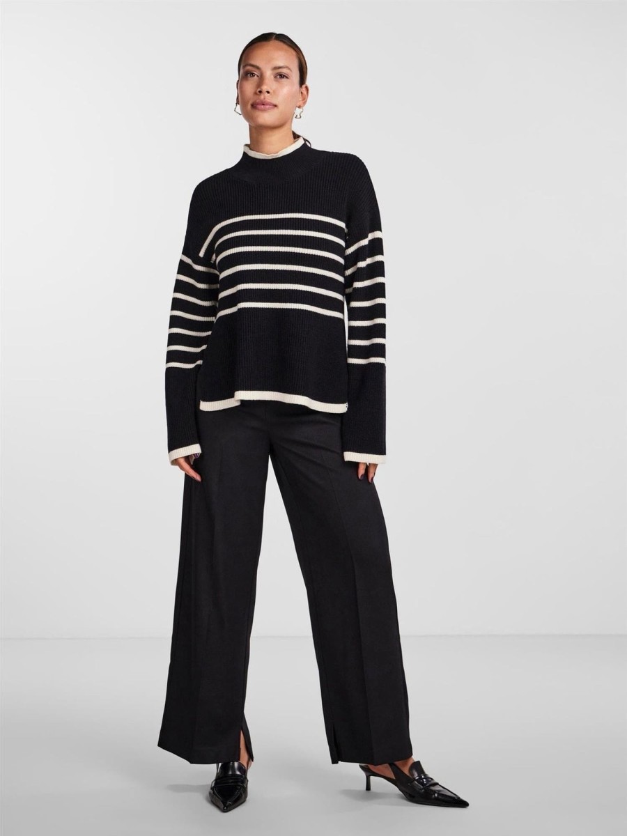 Klaer Y.A.S | Yasalma Ls Knit Pullover Ca W. Birch Stripe Black