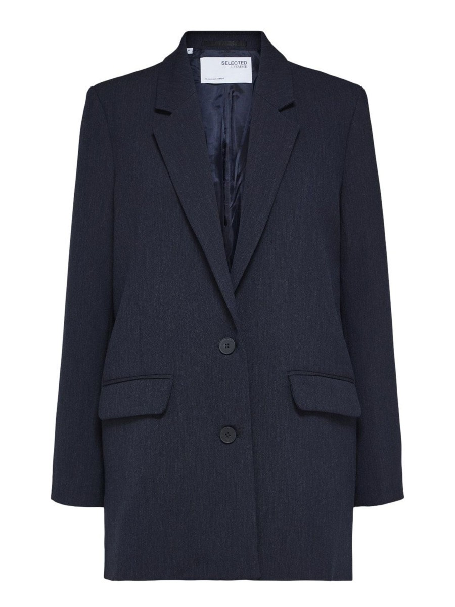 Klaer Selected Femme | Rita Ls Relaxed Blazer Dark Sapphire Melange Blue