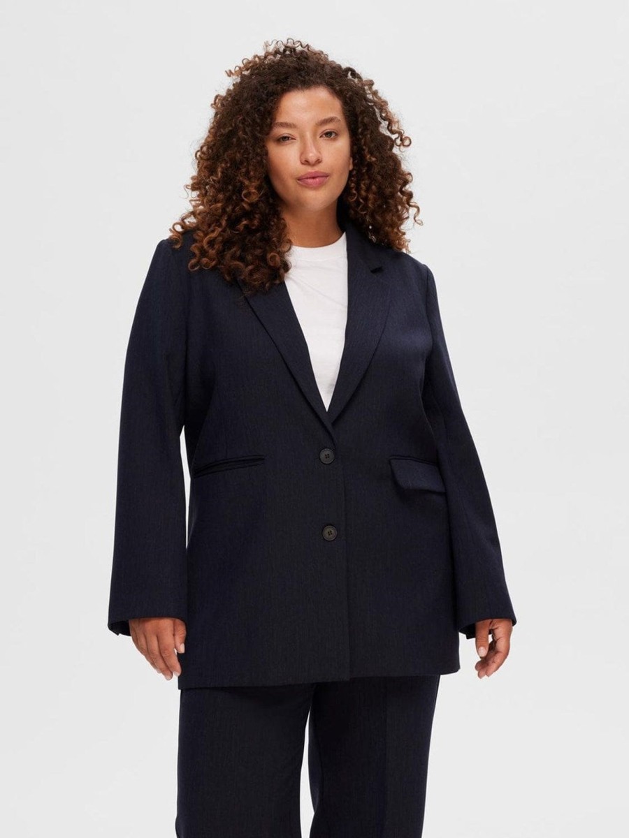 Klaer Selected Femme | Rita Ls Relaxed Blazer Dark Sapphire Melange Blue