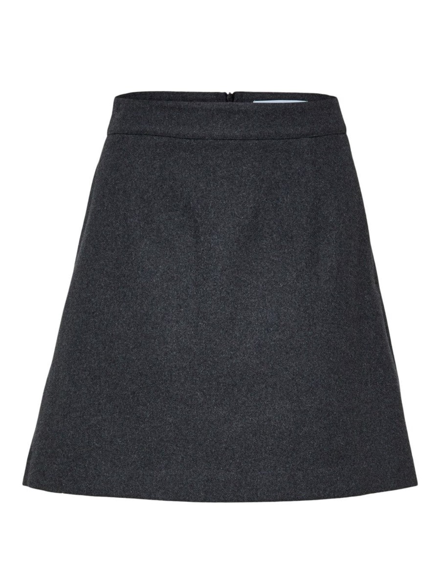 Klaer Selected Femme | Mercy-Ula Hw Mini Wool Skirt Dark Grey Melange Gray