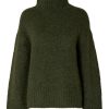 Klaer Selected Femme | Gabella Ls Knit High-Neck W Duffel Bag Melange Green