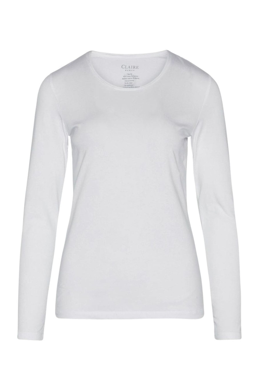 Klaer Claire Woman | Longsleeve Cotton O-Neck Side Logo White