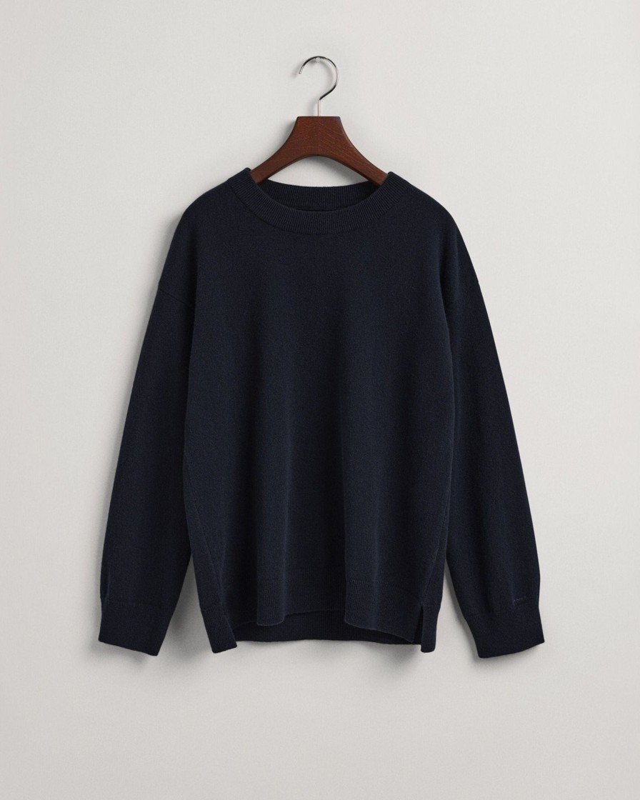 Klaer GANT | Lambswool Crew Neck Sweater Evening Blue