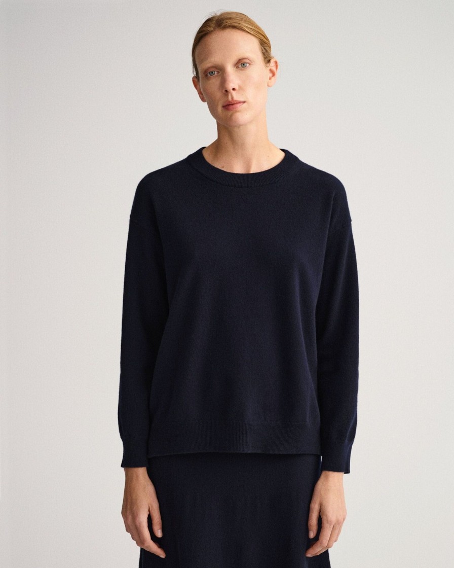 Klaer GANT | Lambswool Crew Neck Sweater Evening Blue