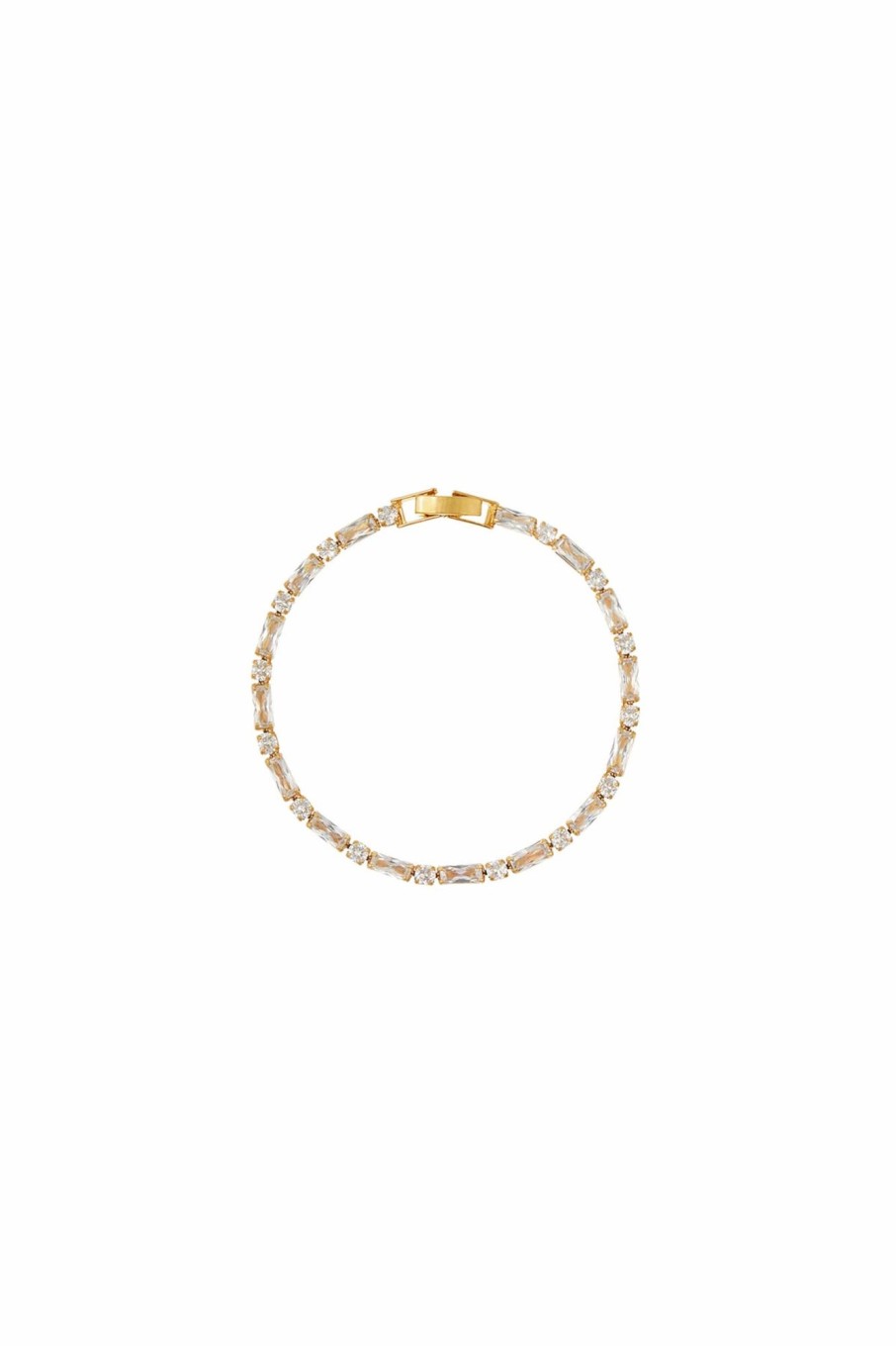 Tilbehor Orelia | Mixed Baguette Stone Tennis Bracelet Pale Gold Yellow