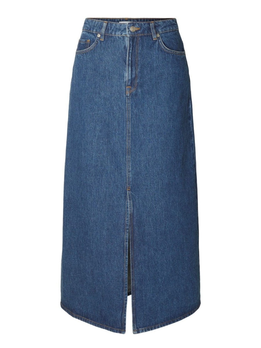 Klaer Selected Femme | Esther Hw Skirt Medium Denim Blue