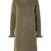 Klaer Selected Femme | Sia Ras Frill Ls Knit Dress Dusky Green