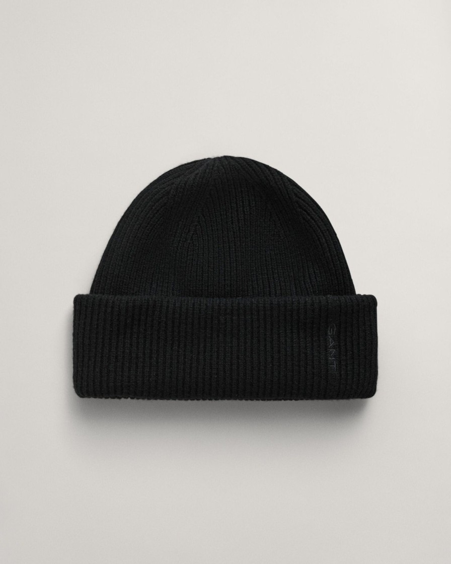 Tilbehor GANT | Wool Ribbed Beanie Black