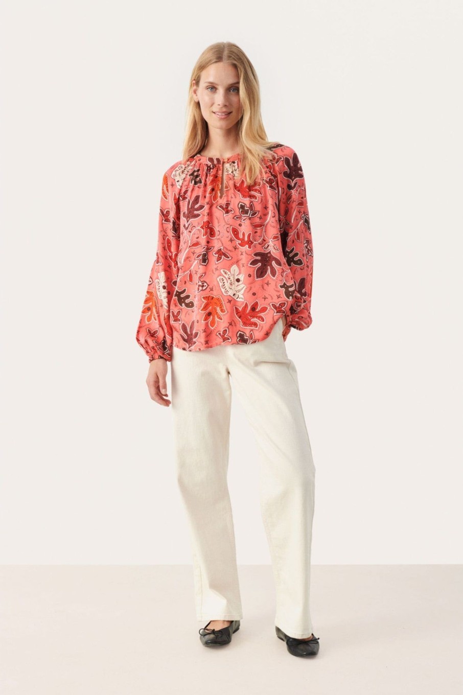 Klaer Part Two | Calypso Coral Botanical Print Cesillapw Shirt Pink